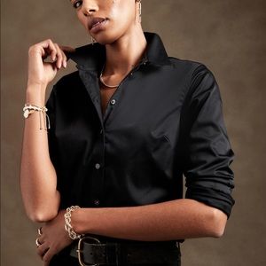 Banana republic no iron black button up size 8P